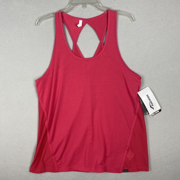 Saucony Women's Vest Top Running Freedom Tank Sleeveless Shirt Size Large Pink - Picture 1 of 8